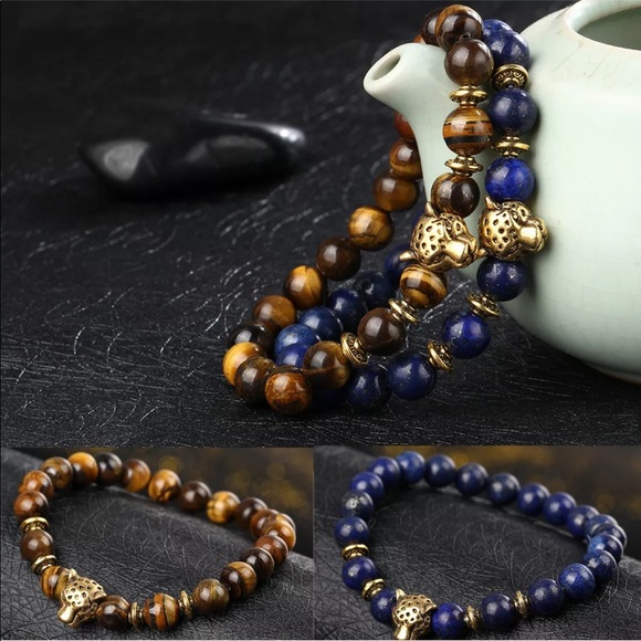 Men’s Lapis Lazuli Gold Spiritual Beads - Picture 5 of 8